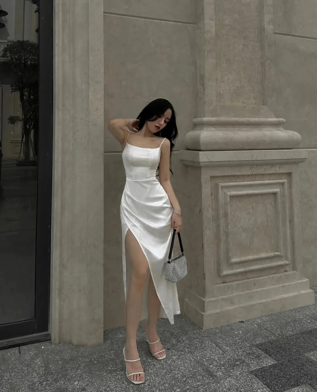 White Slit Dress